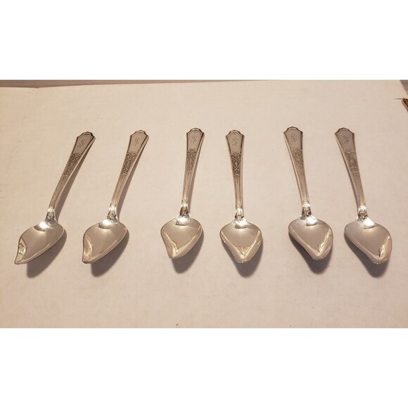 Set 6 Grapefruit/Fruit Spoon  1847 Rogers Ancestral 1924 Vintage Silverplate - Picture 7 of 15